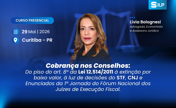 Cobrança nos Conselhos, no dia 29 de maio de 2026. Presencial em Curitiba – PR, com carga horária de 08 horas.